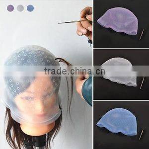 Pro Salon Silicon Reusable Hair Colouring Hairdressing Highlighting Dye Frosting Cap & Free Hook Random Color