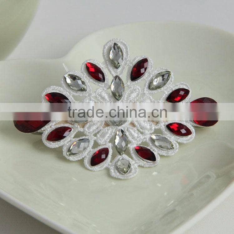 MYLOVE unique hair accessory vintage red crystal white lace hairpins