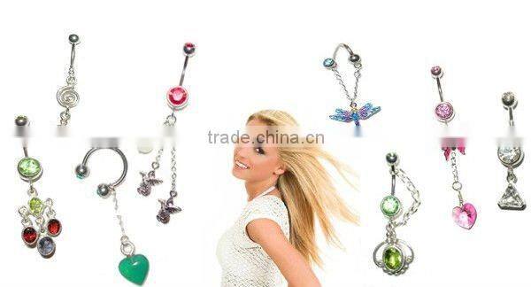 Gold 316L stainless steel body jewelry navel ring