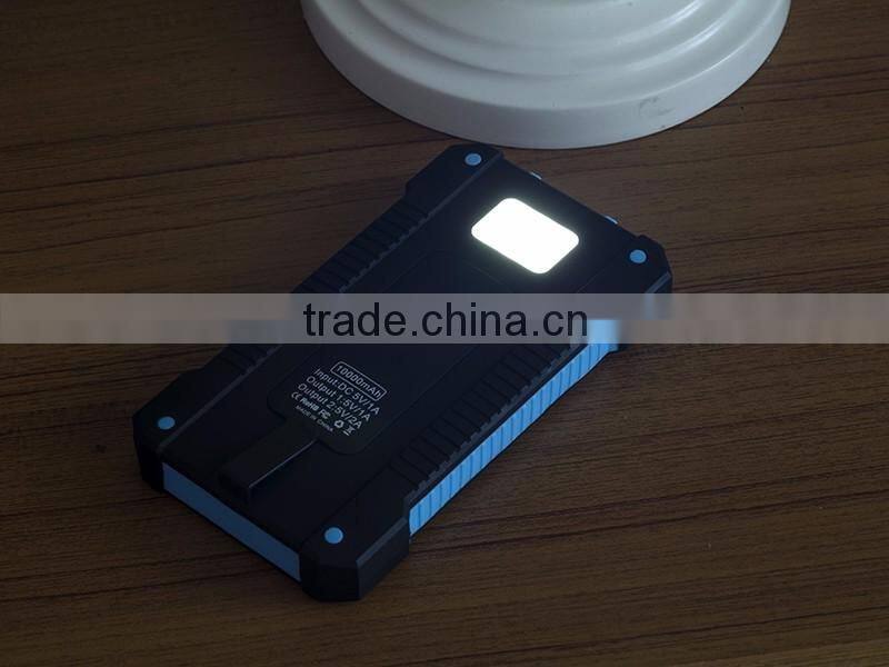 Hot sale 10000mah portable solar charger for samsung mobile phone with led and compass
