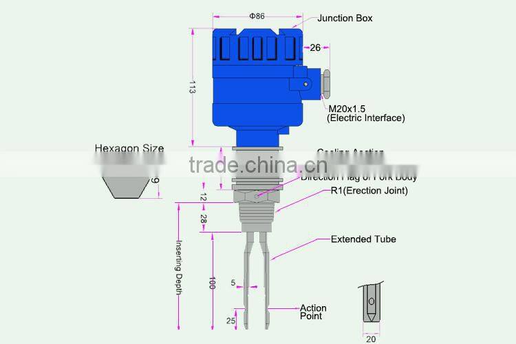 2015 new Tuning Fork Level Switch (High temperature Extend Type)