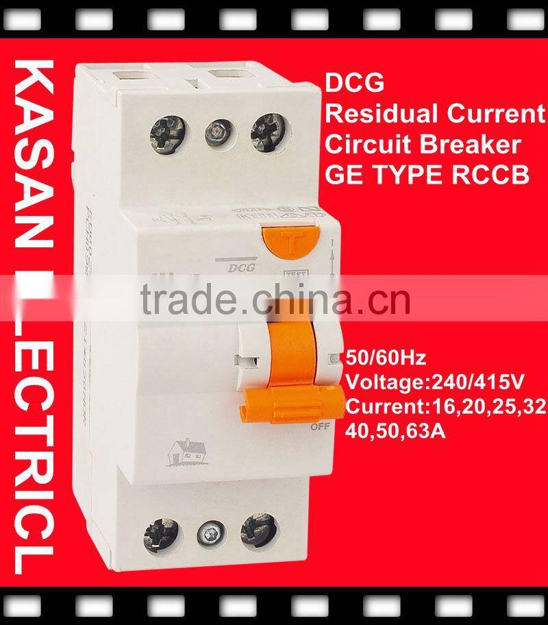 2P,50A GE newest type DCG Residual Current Circuit Breaker