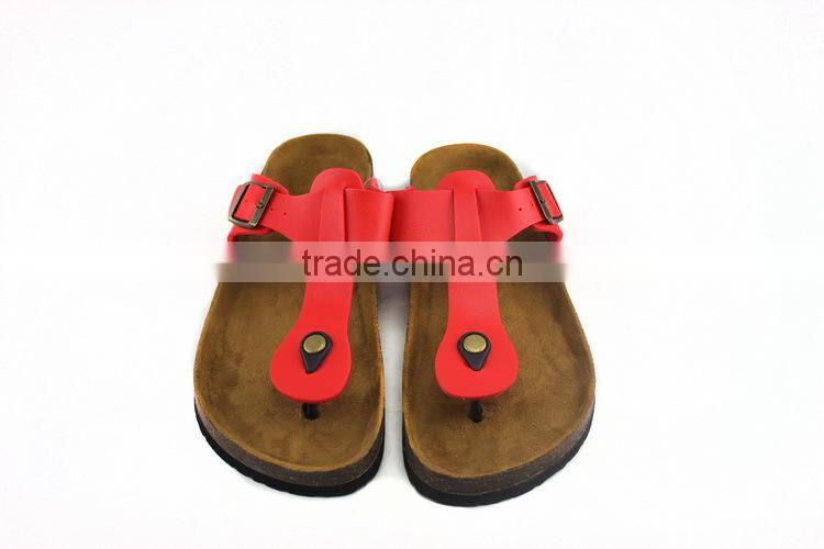 2015 red cork outsole wear-resisting lady flip flop sandal shoes