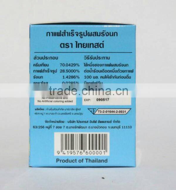 Natural Product Thai Tastes Instant Coffee Mixed Bird's Nest Sugar Free Healthy Coffee , High Quality With Proteins And Nutritio