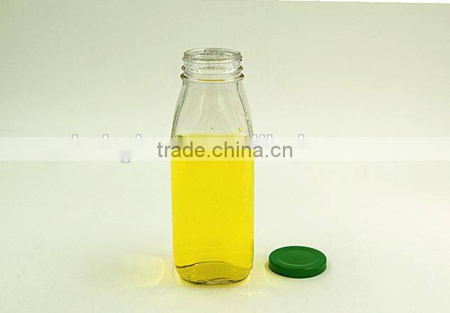 Clear French square glass milk bottle beverage bottle