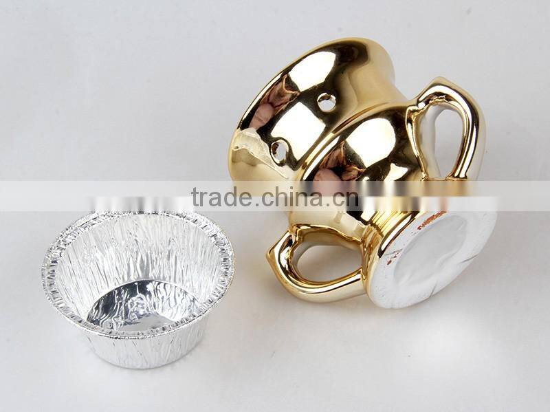 2016 new hot sell golden Arabic incense burner candle burner cramic incense burner for charcoal