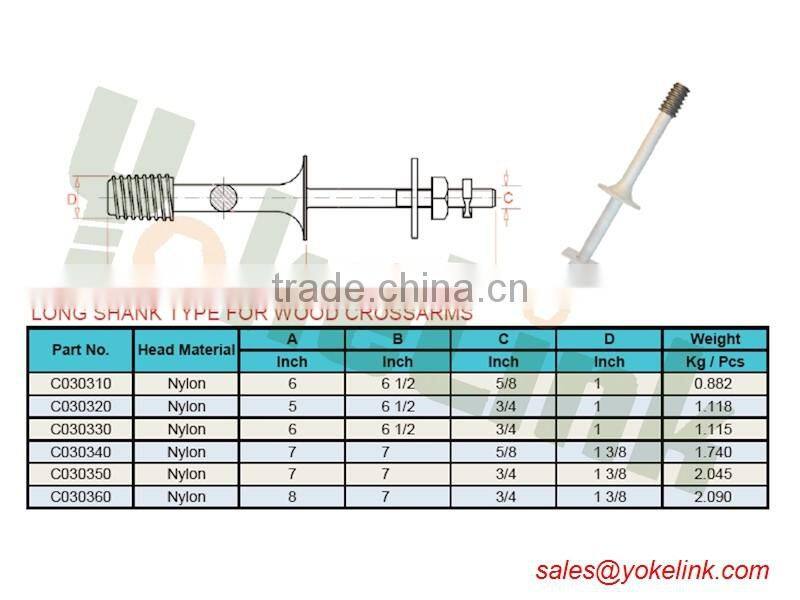High tensile Supporting line conductors cross arm pin for werch engagement