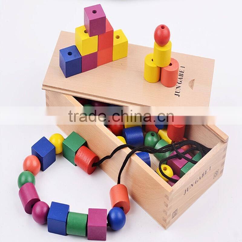 Kids wooden educational toy Froebel set with 15 types teaching AIDS