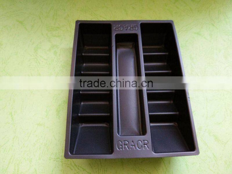 Eco friendly black PS plastic tray with dividers