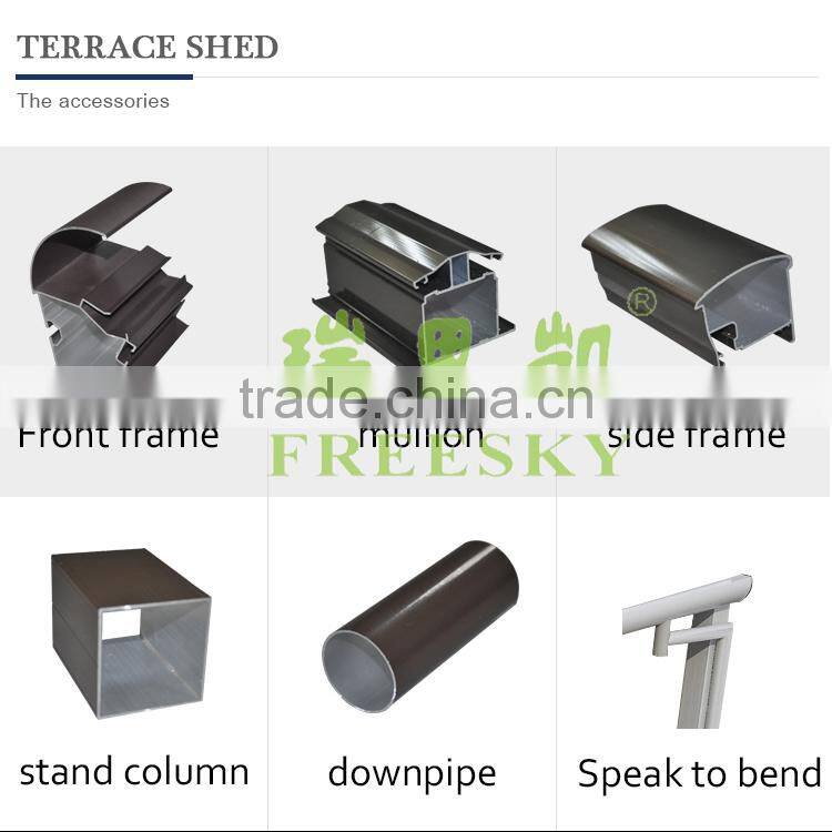 outdoor easy fixed solid polycarbonate gazebo shed for balcony terrace