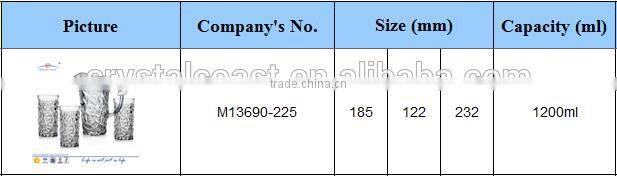 fancy 7pcs decorative glass water jug set with handle glass pitcher