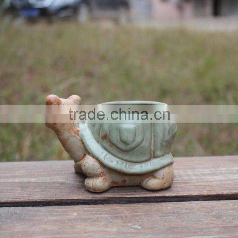 New design tortoise ceramic animal shape garden planter