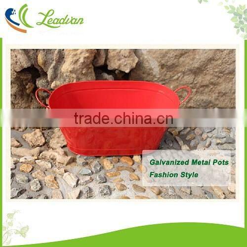 waterproof vintage flower white painting metal oval bucket