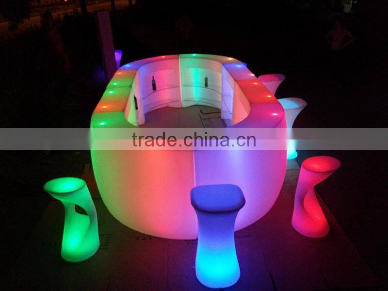 Rgb LED glowing waterproof Anti-UV PE plastic counter bar for Bar/nightclub/party/wedding