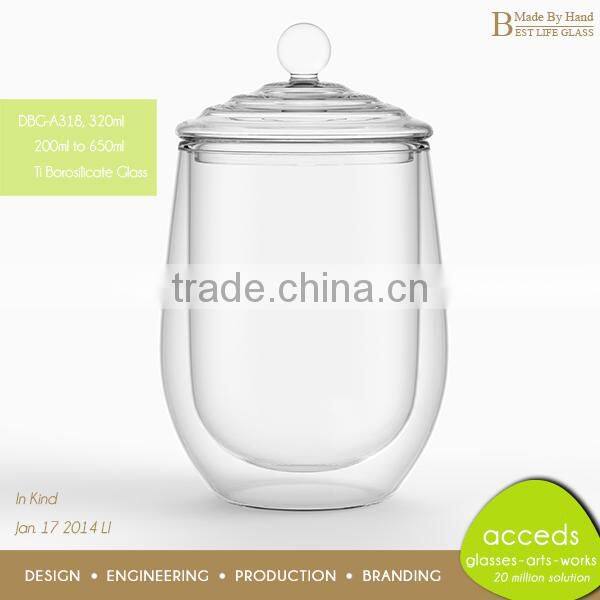 Ti-Borosilicate Thermos Glass Mug Dessert Cup with Lid