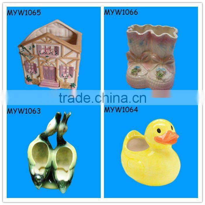2012 unique fashion supply duck design ceramic wholesale flower pots