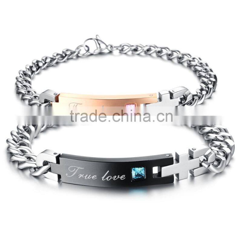 2017 New Arrival Titanium Stainless Steel His And Her True Lover Couple Customized Couple Bracelet