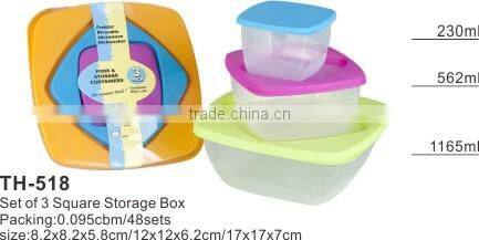 square pp food box with lid