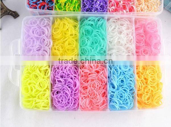 High Quality Rubber Loom Band Kit Kids DIY Bracelet Silicone Crazy Loom Bands 3 layers Box Family Loom Kit Set Refills