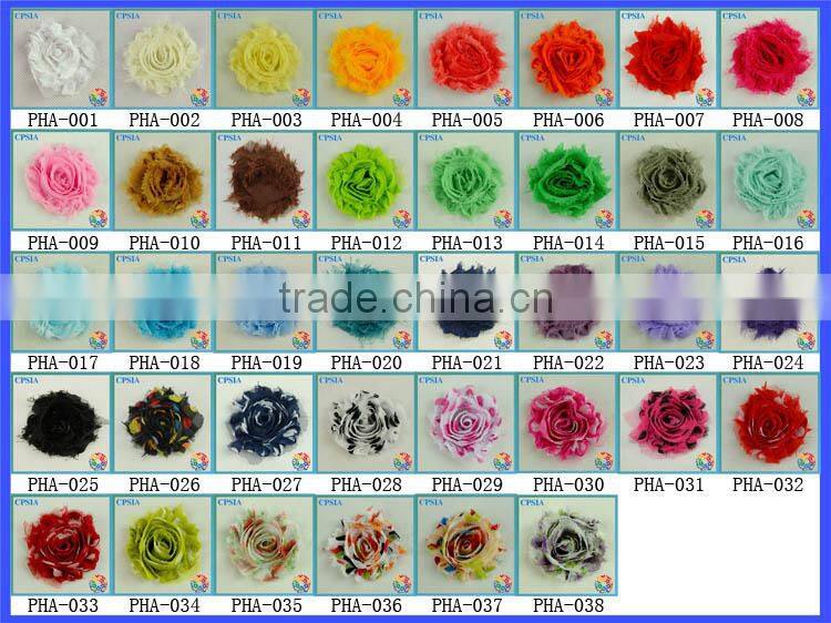 2015 Wholesale Beautiful Red Artificial Chiffon Fabric Flowers For Headbands Hair Accessories