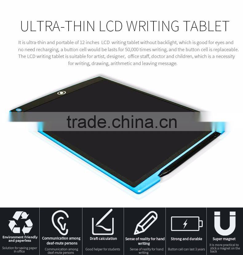 12 inch paperless LCD writing tablet/board for kids/home/office/teaching