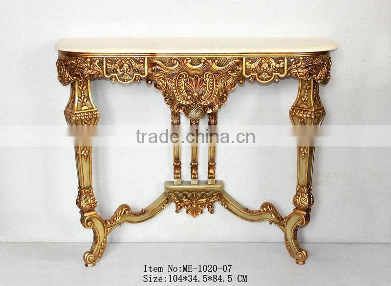 Green Marble Baroque Wall Cleat 2 leg Console Tables