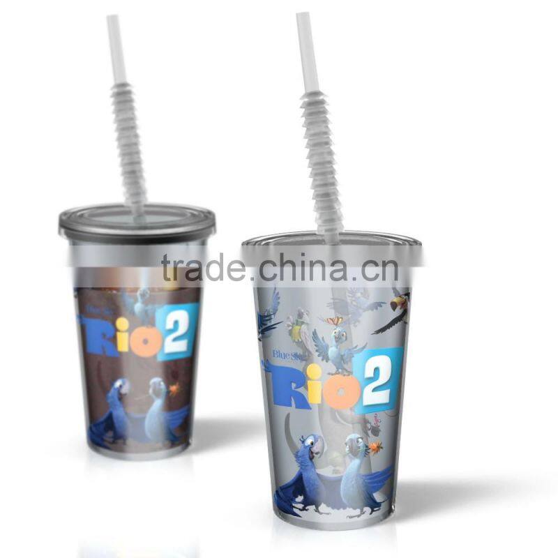 BPA Free plastic cups with straw double wall tumbler - 16OZ