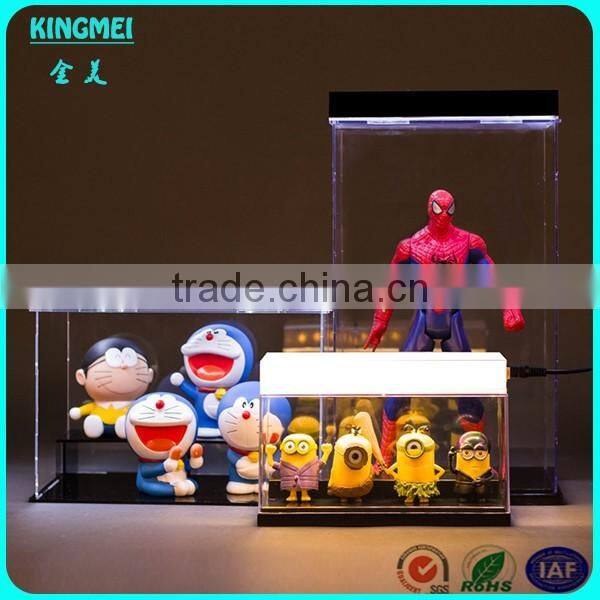 fashion elegant design clear counter top acrylic toy display case with cover