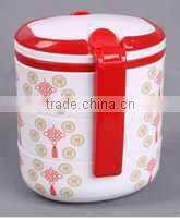 Portable three layers oval lunch box with lock