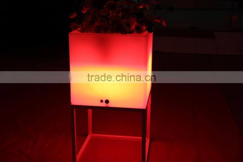 Rotomolded plastic square concrete planter with led light