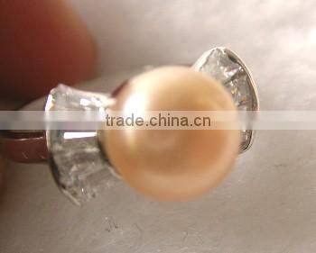 2014 latest fashion round pink lady Tahitian Pearl Ring