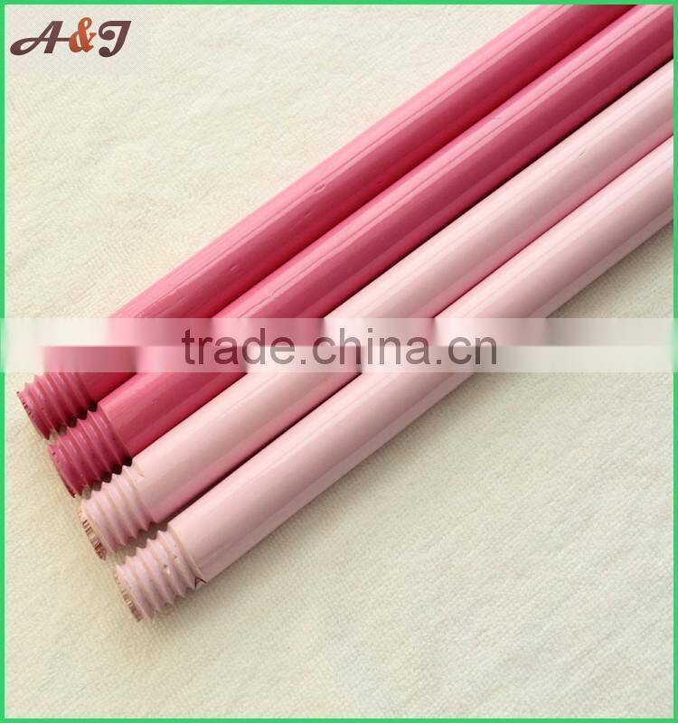 Colorful varnished wooden broom handle with 7.8cm plastic cap