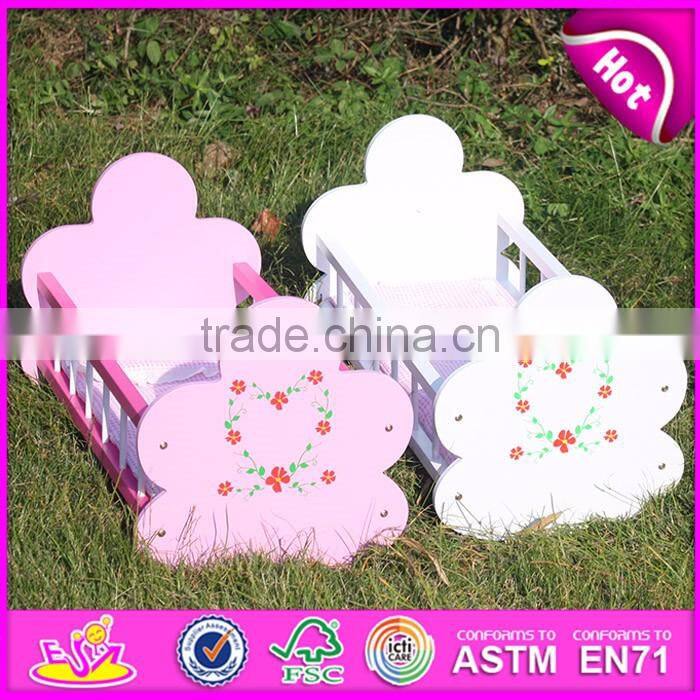 Natural handmade wooden baby doll bed for sale WJ278012A