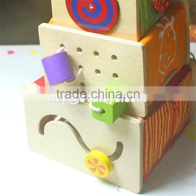 Creative intelligent nesting toys wooden baby stacking cups W13D089