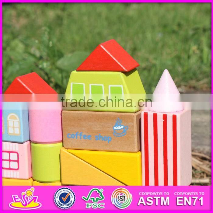 2017 new design 19 pieces model buildings kids wooden block set W13A119