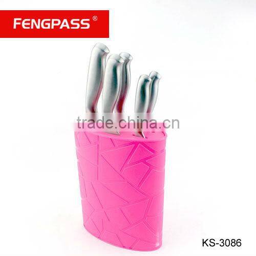 Rose red color modern knife block(346-389-476)