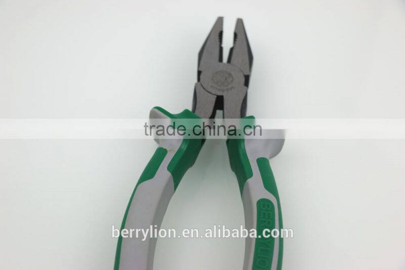 200mm polished carbon steel combination plier with soft grip design