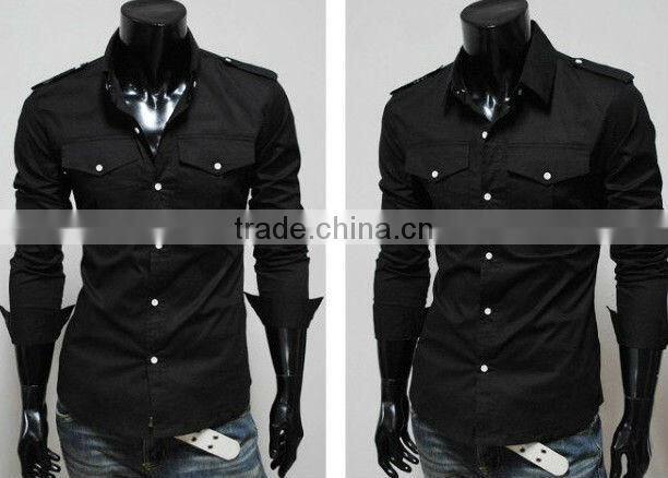 New Mens Luxury Casual Slim Fit Stylish Dress Shirts Two Pockets Man Shirts