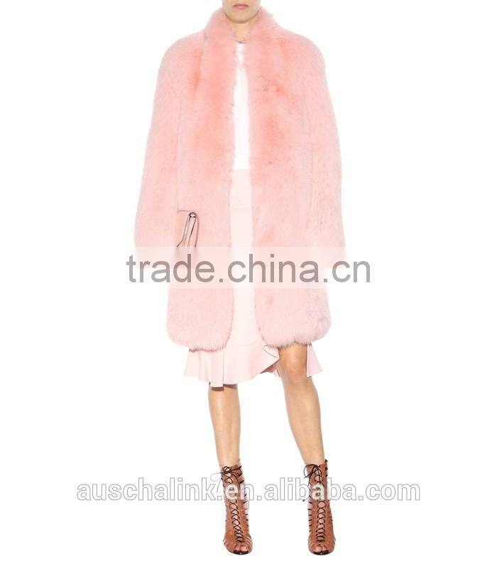 2016 best selling winter women pink sexy fox fur coat OEM service