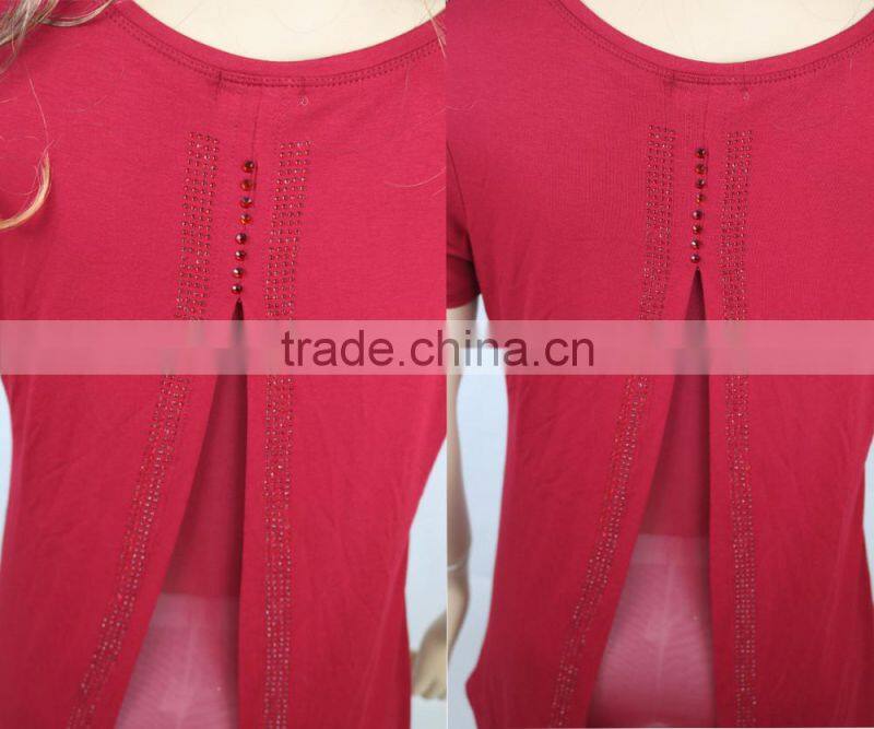 Fashion design Printing And Hot Drilling Milk Silk lady's blouse