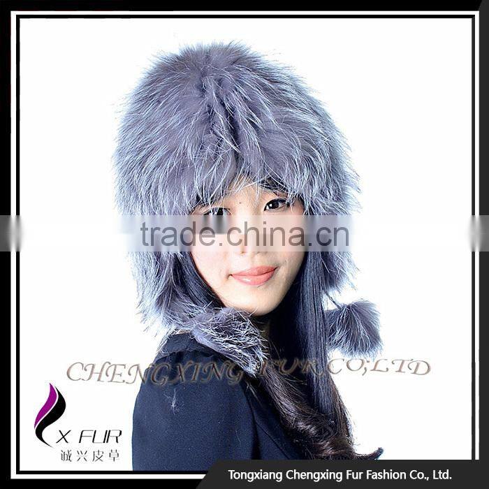 CX-C-114 Wholesale 2016 Good Quality Windproof In Stock Silver Fox Fur Hat