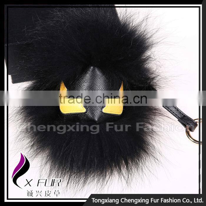 CX-R-48M China Wholesale Red Raccoon Fur Keychain With Fur Pompon