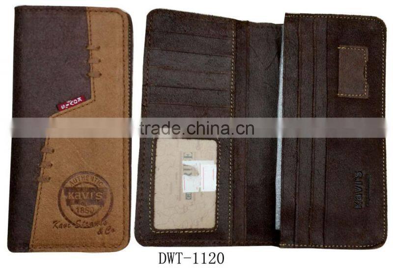 Fashion factory new stylish stamp logo men real leather hand wallet