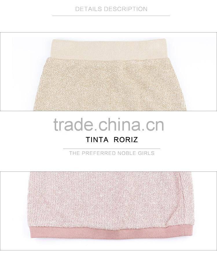 Winter Girls Pullover High Neck T Shirt And Short Skirt 2pcs Set Kids Knitted Clothing Set Wholesale