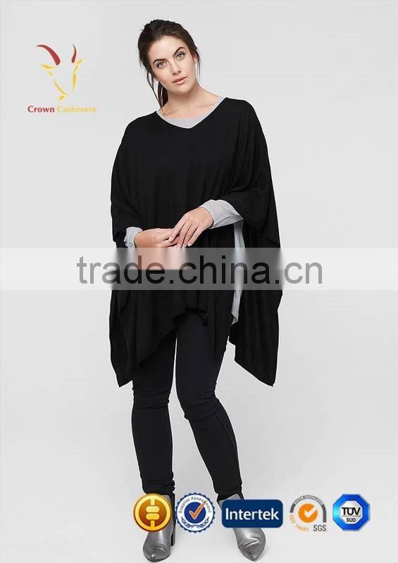 Fashion Knitted Pattern Cashmere Poncho Wraps Sweater Design