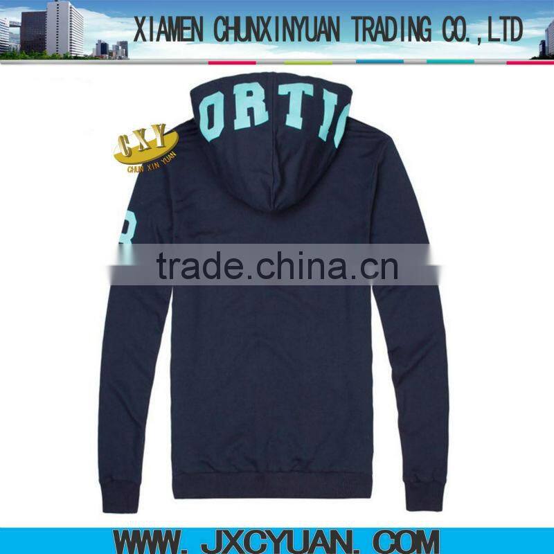 Fashion mens high quality hoodie coats with custom printing and pocket