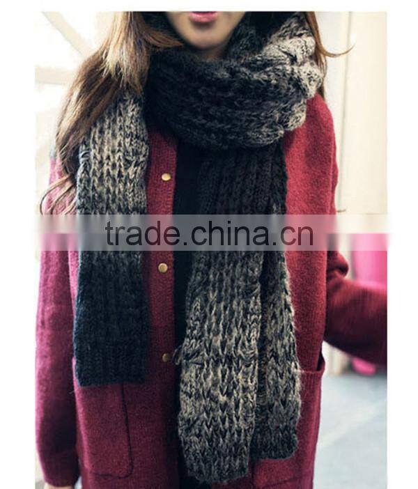 Winter super thick and women fashion 180*40cm color gradual change design women knitting latest scarf