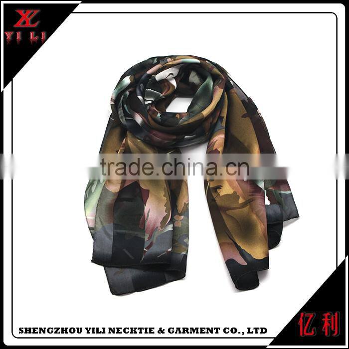 Fashion cheap colorful women brand name silk scarf