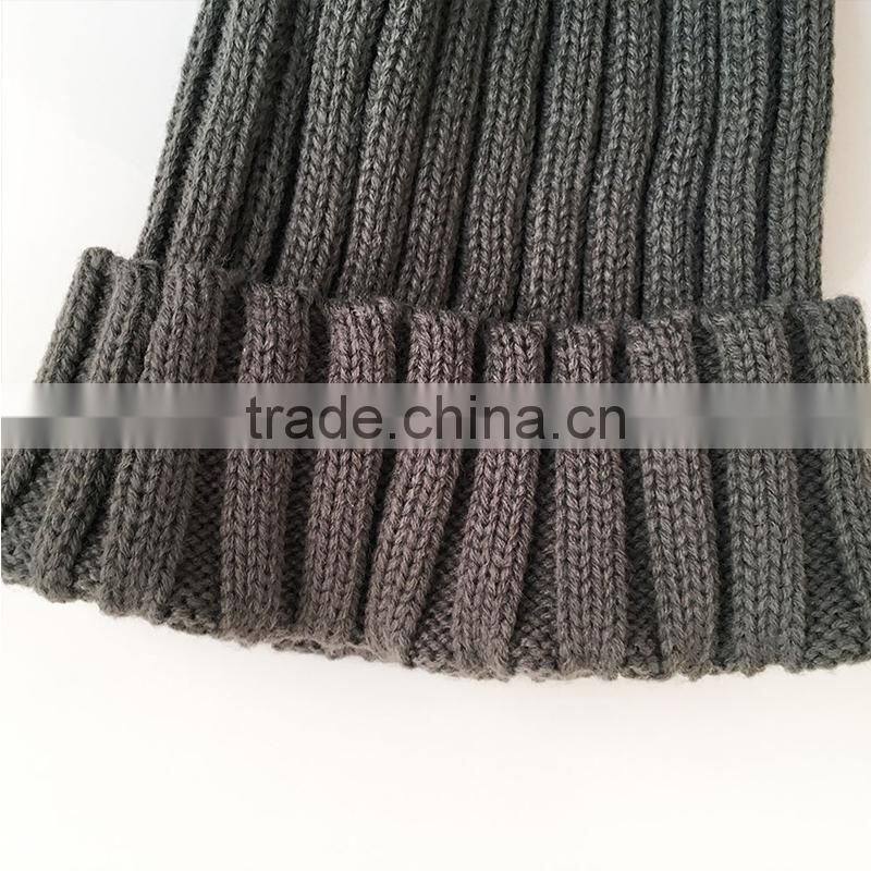 Myfur Dark Gray Wool Knitting Hat Couple Cap with Raccoon Fur Pompom