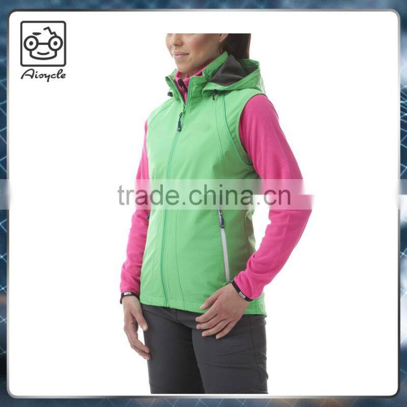 Fashionable womens winter vest with hood waterproof sleeveless jacket